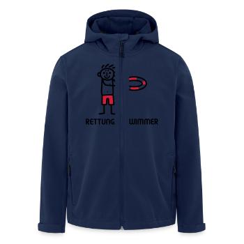 Strichmännchen Rettungsschwimmer - V2 - Recycelte Männer Softshell-Jacke von Stanley/Stella - Navy - Vorne - AI Model Male 185 light (185cm)