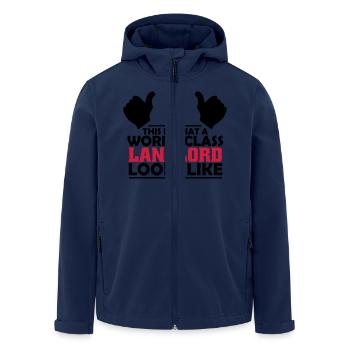 world class landlord - Men’s Recycled Softshell Jacket by Stanley/Stella - navy - Front - AI Model Male 185 light (185cm)