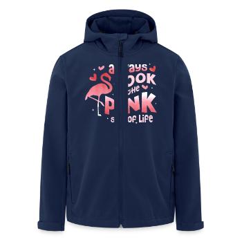 Always Look On The Pink Side Of Life Pink Bird Fla - Men’s Recycled Softshell Jacket by Stanley/Stella - navy - Front - AI Model Male 185 light (185cm)