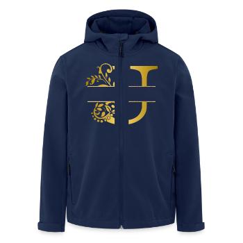 Personalisierter Blumen-U-Buchstabe aus Gold - Geschenkidee - Recycelte Männer Softshell-Jacke von Stanley/Stella - Navy - Vorne - AI Model Male 185 light (185cm)