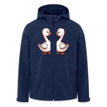 Gans Paar Liebe Valentinstag - Recycelte Männer Softshell-Jacke von Stanley/Stella - Navy - Vorne - AI Model Male 185 light (185cm)