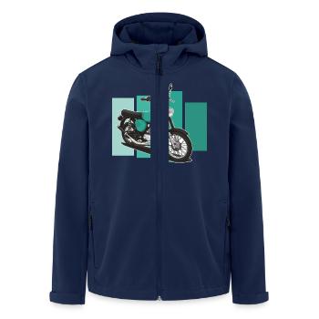 S51 (turquoise) // Illustration - Men’s Recycled Softshell Jacket by Stanley/Stella - navy - Front - AI Model Male 185 light (185cm)