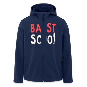 Basst scho rot baige text - Men’s Recycled Softshell Jacket by Stanley/Stella - navy - Front - AI Model Male 185 light (185cm)