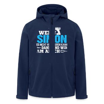 SIMON - kann es reparieren - Recycelte Männer Softshell-Jacke von Stanley/Stella - Navy - Vorne - AI Model Male 185 light (185cm)