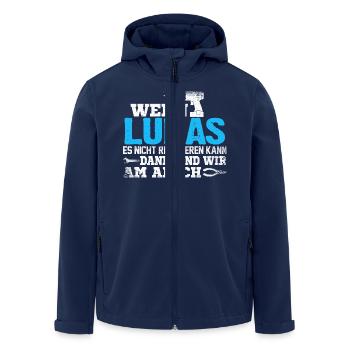 LUKAS - kann es reparieren - Recycelte Männer Softshell-Jacke von Stanley/Stella - Navy - Vorne - AI Model Male 185 light (185cm)