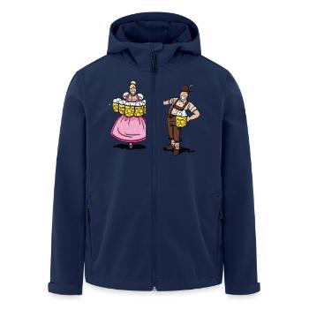Lederhosen Man Welcomes Beer Waitress - Recycelte Männer Softshell-Jacke von Stanley/Stella - Navy - Vorne - AI Model Male 185 light (185cm)
