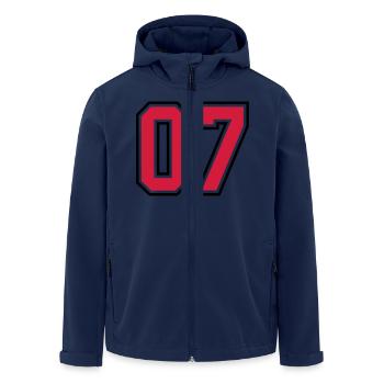 07 sports jersey football number - Men’s Recycled Softshell Jacket by Stanley/Stella - navy - Front - AI Model Male 185 light (185cm)