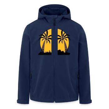island_palm_sunset_ve2 - Men’s Recycled Softshell Jacket by Stanley/Stella - navy - Front - AI Model Male 185 light (185cm)