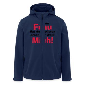 Vector, my woman has the ..., colors freely select - Men’s Recycled Softshell Jacket by Stanley/Stella - navy - Front - AI Model Male 185 light (185cm)