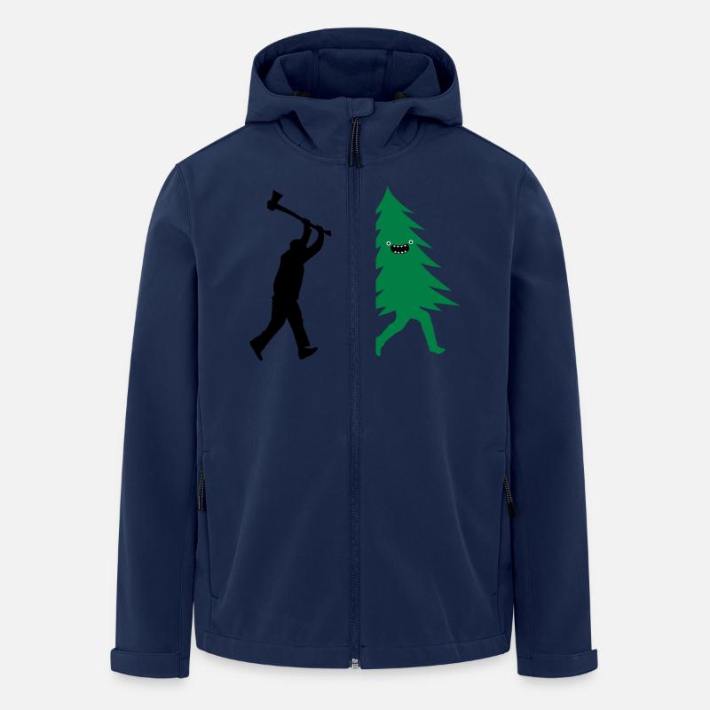 Funny Christmas tree is chased by Lumberjack - Men’s Recycled Softshell Jacket by Stanley/Stella - navy