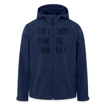 Bouddha - Gros - Grosse - Citation - Humour - Fun - Veste softshell homme en polyester recyclé Stanley/Stella - marine - Devant - AI Model Male 185 light (185cm)