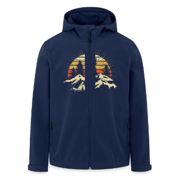 Camping sunset tents Mountains Wilderness - Men’s Recycled Softshell Jacket by Stanley/Stella - navy - Front - AI Model Male 185 light (185cm)