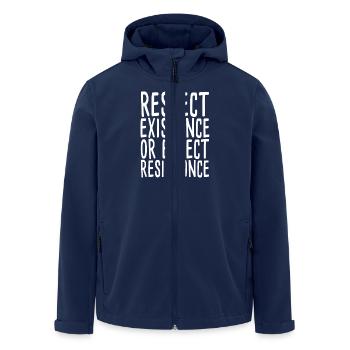 Respect Existence Or Expect Resistance - Men’s Recycled Softshell Jacket by Stanley/Stella - navy - Front - AI Model Male 185 light (185cm)