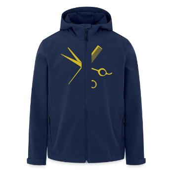 Stylisches Friseur-T-Shirt: Schere & Kamm - Recycelte Männer Softshell-Jacke von Stanley/Stella - Navy - Vorne - AI Model Male 185 light (185cm)
