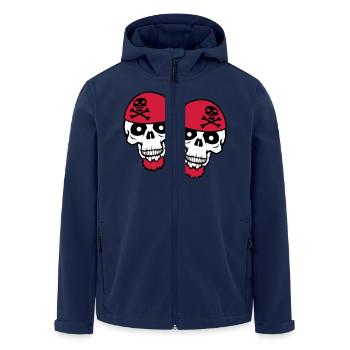 2 Pirate Skull Skeleton Skull Halloween Team - Men’s Recycled Softshell Jacket by Stanley/Stella - navy - Front - AI Model Male 185 light (185cm)