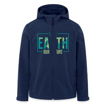 Our Earth Our Future Earth Day Environmental Plane - Men’s Recycled Softshell Jacket by Stanley/Stella - navy - Front - AI Model Male 185 light (185cm)