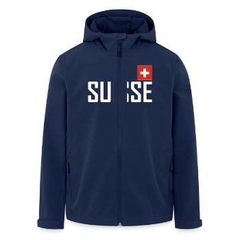 Schweiz - Flagge - Schwiiz - Suisse - Switzerland - Recycelte Männer Softshell-Jacke von Stanley/Stella - Navy - Vorne - AI Model Male 185 light (185cm)
