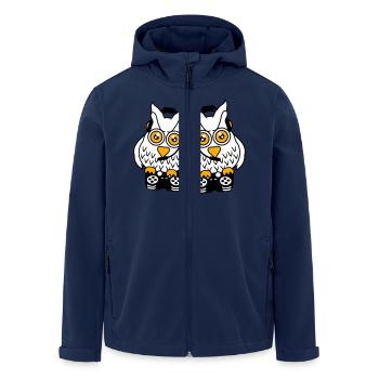 2 Gamer Owls Play Team Friends Two Player Duo - Men’s Recycled Softshell Jacket by Stanley/Stella - navy - Front - AI Model Male 185 light (185cm)