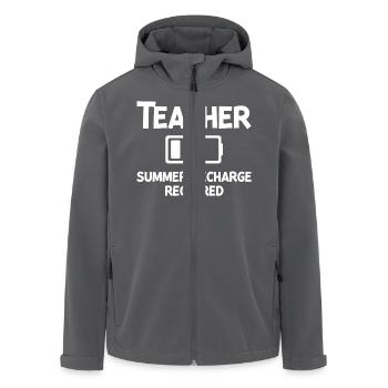 Teacher Summer Recharge Required - Men’s Recycled Softshell Jacket by Stanley/Stella - anthracite - Front - AI Model Male 185 light (185cm)