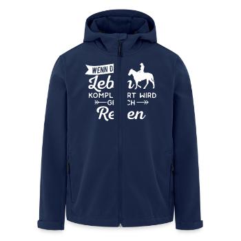 Pferd Pferde Reiten Galopp Leben - Recycelte Männer Softshell-Jacke von Stanley/Stella - Navy - Vorne - AI Model Male 185 light (185cm)