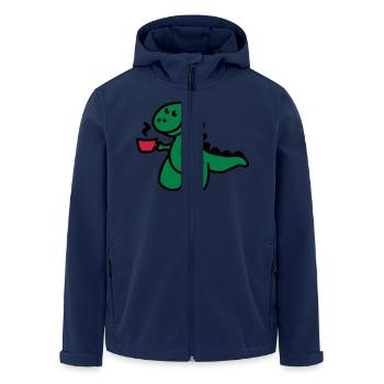 T-Rex liebt seinen Kaffee - Recycelte Männer Softshell-Jacke von Stanley/Stella - Navy - Vorne - AI Model Male 185 light (185cm)