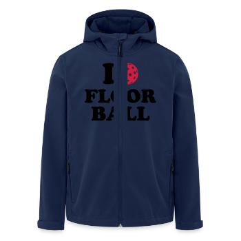 I love Floorball - Recycelte Männer Softshell-Jacke von Stanley/Stella - Navy - Vorne - AI Model Male 185 light (185cm)