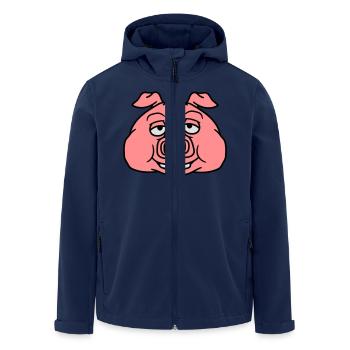 head face big fat fat pig boar piglet comic cartoo - Men’s Recycled Softshell Jacket by Stanley/Stella - navy - Front - AI Model Male 185 light (185cm)