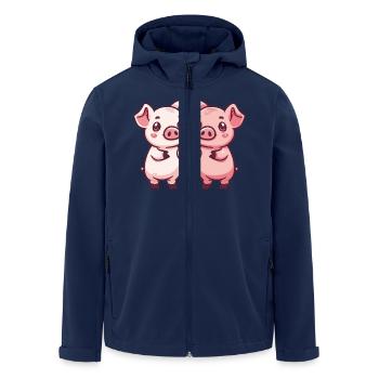 Pig Couple Love Sow Valentine's Day - Men’s Recycled Softshell Jacket by Stanley/Stella - navy - Front - AI Model Male 185 light (185cm)