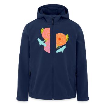 Peony and cranes - Men’s Recycled Softshell Jacket by Stanley/Stella - navy - Front - AI Model Male 185 light (185cm)