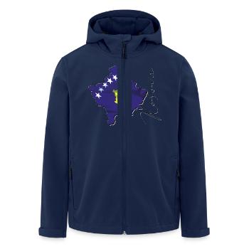 Kosovo Flag in Kosovo Map XK - Men’s Recycled Softshell Jacket by Stanley/Stella - navy - Front - AI Model Male 185 light (185cm)