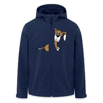 Dog Sitting Cute Little Happy Puppy Pet - Men’s Recycled Softshell Jacket by Stanley/Stella - navy - Front - AI Model Male 185 light (185cm)