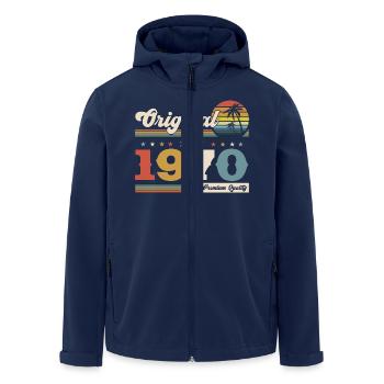 55e anniversaire Légende May Née en 1970 - Veste softshell homme en polyester recyclé Stanley/Stella - marine - Devant - AI Model Male 185 light (185cm)