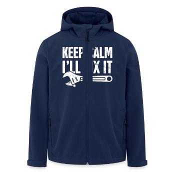 Mechanic Keep Calm I'll Fix It - Men’s Recycled Softshell Jacket by Stanley/Stella - navy - Front - AI Model Male 185 light (185cm)