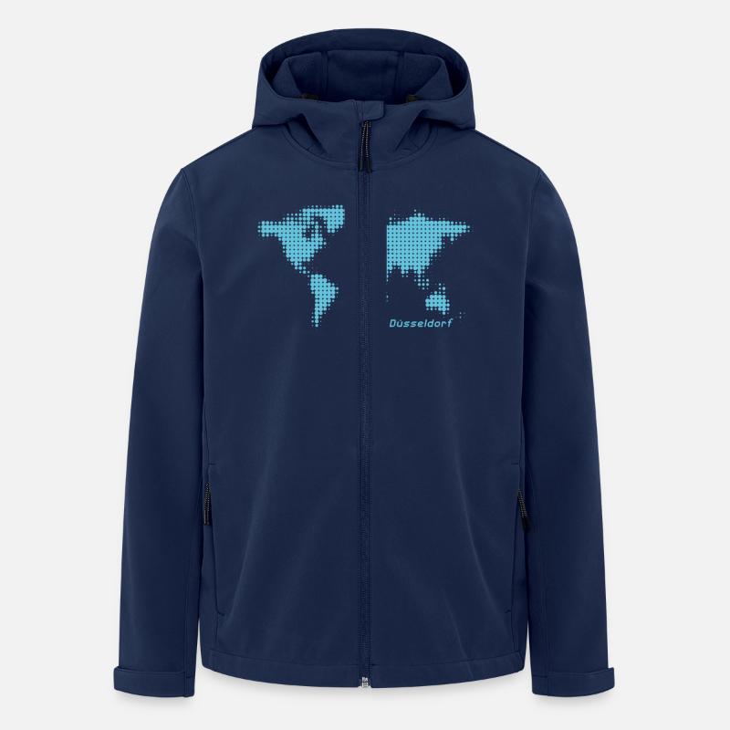 Dusseldorf carte du monde - Veste softshell homme en polyester recyclé Stanley/Stella - marine