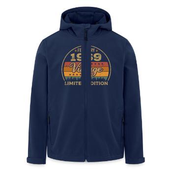 Februar 1969, Jubiläum 1969, Legenden Februar 1969 - Recycelte Männer Softshell-Jacke von Stanley/Stella - Navy - Vorne - AI Model Male 185 light (185cm)