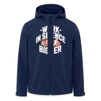 Work in Silence, Work Bigger- motivational T-shirt - Men’s Recycled Softshell Jacket by Stanley/Stella - navy - Front - AI Model Male 185 light (185cm)