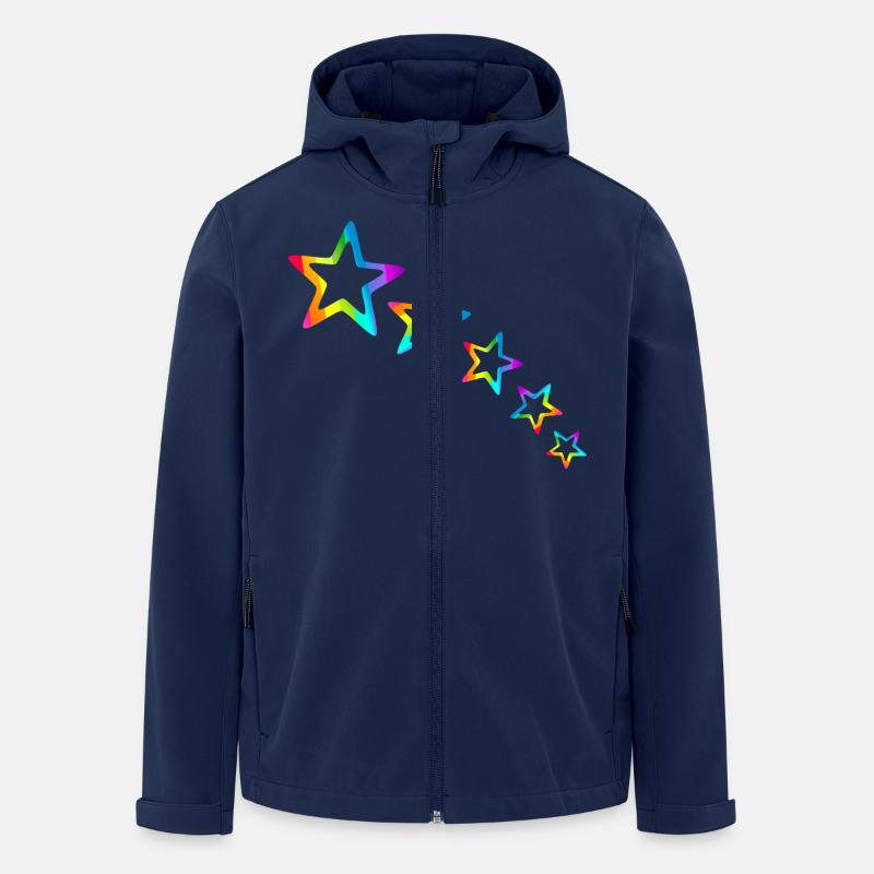 Stern bunte Sterne Regenbogen Farbverlauf - Recycelte Männer Softshell-Jacke von Stanley/Stella - Navy