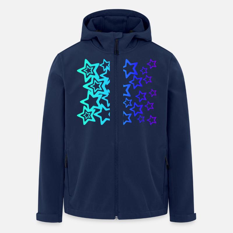 Viele blaue Sterne, Sternenmuster - Recycelte Männer Softshell-Jacke von Stanley/Stella - Navy