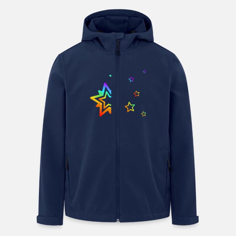 Bunte Sterne Sternschnuppe Regenbogen Farbverlauf - Recycelte Männer Softshell-Jacke von Stanley/Stella - Navy