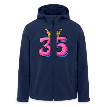 35 Zahl Krone - Recycelte Männer Softshell-Jacke von Stanley/Stella - Navy - Vorne - AI Model Male 185 light (185cm)