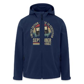 Né en septembre 1962 Millésime 1962 - Veste softshell homme en polyester recyclé Stanley/Stella - marine - Devant - AI Model Male 185 light (185cm)