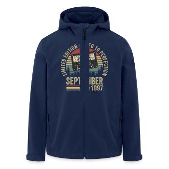 Geboren im September 1997 Jahrgang Vintage 1997 - Recycelte Männer Softshell-Jacke von Stanley/Stella - Navy - Vorne - AI Model Male 185 light (185cm)