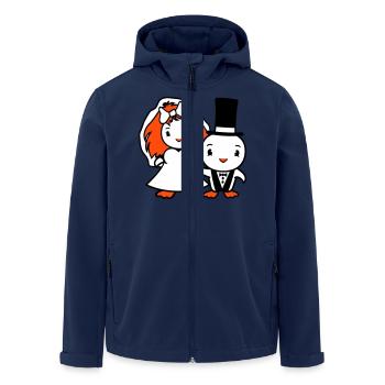 2 Vögel Hochzeitspaar Enten Hochzeit Mann Frau süß - Recycelte Männer Softshell-Jacke von Stanley/Stella - Navy - Vorne - AI Model Male 185 light (185cm)