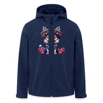 Wolf Comic Lustig Sombrero - Recycelte Männer Softshell-Jacke von Stanley/Stella - Navy - Vorne - AI Model Male 185 light (185cm)