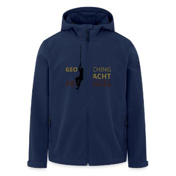 Geocaching macht abhängig - Recycelte Männer Softshell-Jacke von Stanley/Stella - Navy - Vorne - AI Model Male 185 light (185cm)