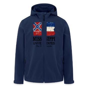 Mississippi Flag - Vintage Look - Recycelte Männer Softshell-Jacke von Stanley/Stella - Navy - Vorne - AI Model Male 185 light (185cm)