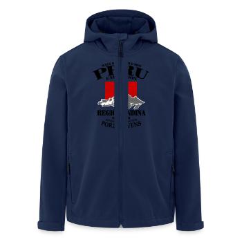 Peru - Flag & Mountains - Men’s Recycled Softshell Jacket by Stanley/Stella - navy - Front - AI Model Male 185 light (185cm)