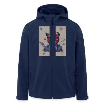 Bär mit Sonnenbrille, Krawatte und Anzug - Recycelte Männer Softshell-Jacke von Stanley/Stella - Navy - Vorne - AI Model Male 185 light (185cm)