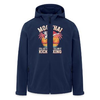 Funny Muay Thai design for sports fans - Men’s Recycled Softshell Jacket by Stanley/Stella - navy - Front - AI Model Male 185 light (185cm)