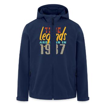 The True Legends were born in 1987. Year 2025. - Men’s Recycled Softshell Jacket by Stanley/Stella - navy - Front - AI Model Male 185 light (185cm)